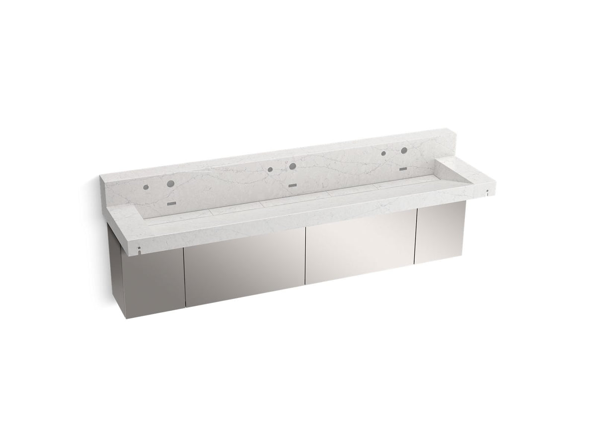 KOHLER K-81028-BSS-KEP Constellation 90" Wall-Mount Trough Lavatory System With Backsplash - Pearl Jasmine