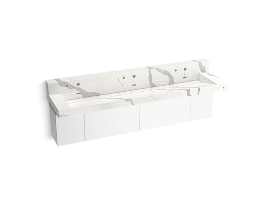 KOHLER K-81028-BPW-KEB Constellation 90" Wall-Mount Trough Lavatory System With Backsplash In Et Bianco Cal