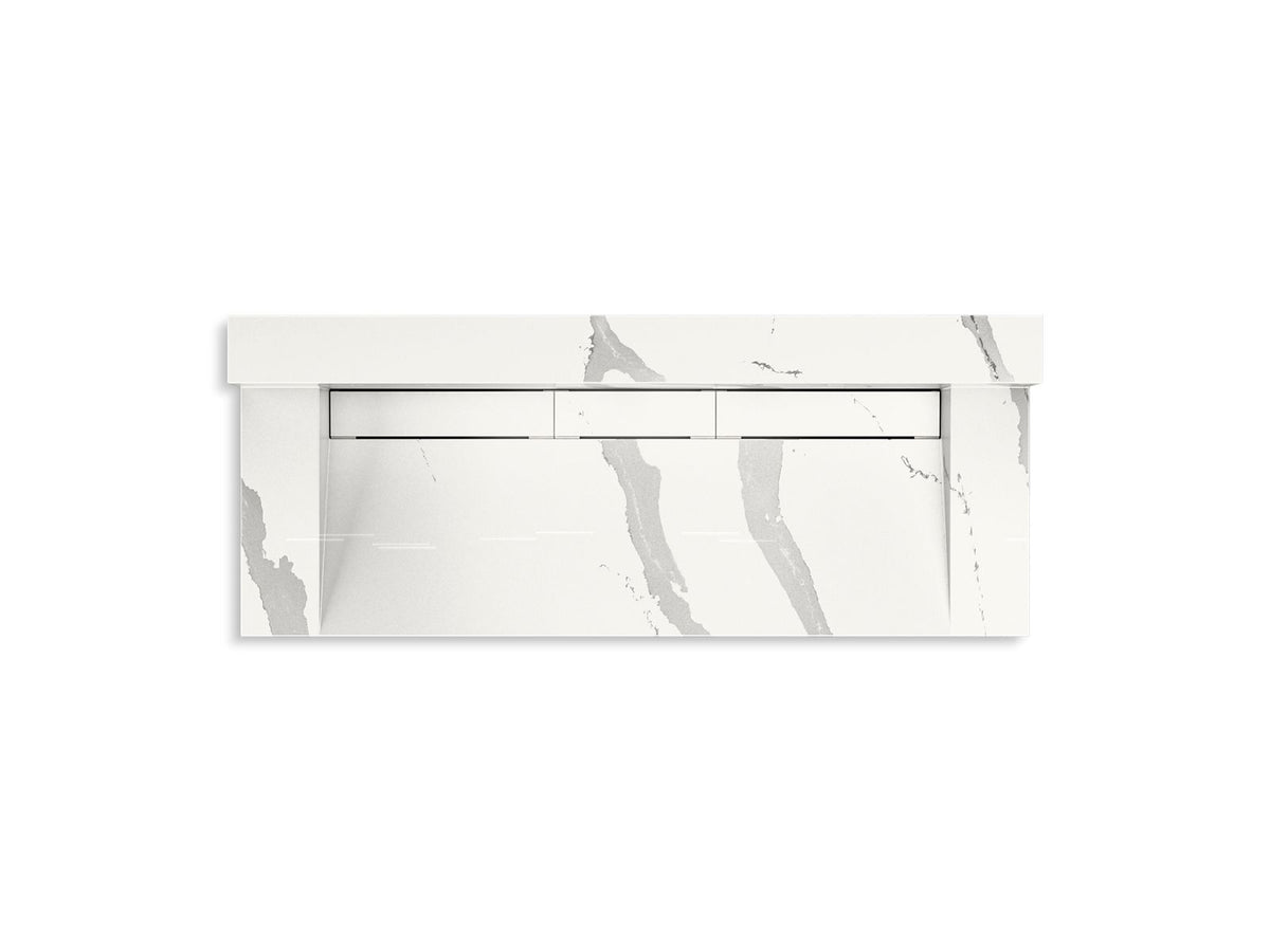 KOHLER K-81027-BSS-KEB Constellation 60" Wall-Mount Trough Lavatory System With Backsplash - Et Bianco Cal