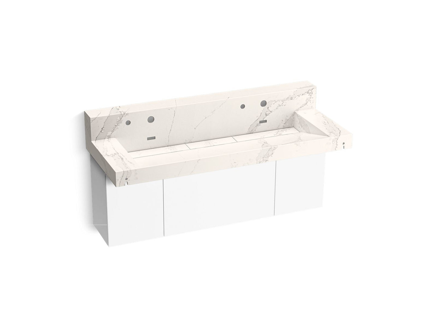 KOHLER K-81027-BPW-KEG Constellation 60" Wall-Mount Trough Lavatory System With Backsplash In Et Cal Gold