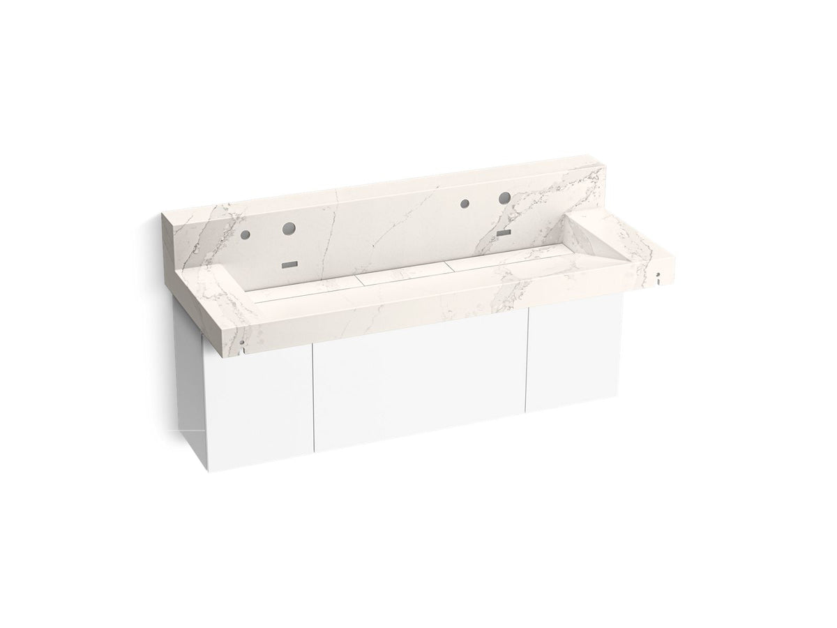 KOHLER K-81027-BPW-KEG Constellation 60" Wall-Mount Trough Lavatory System With Backsplash - Et Cal Gold