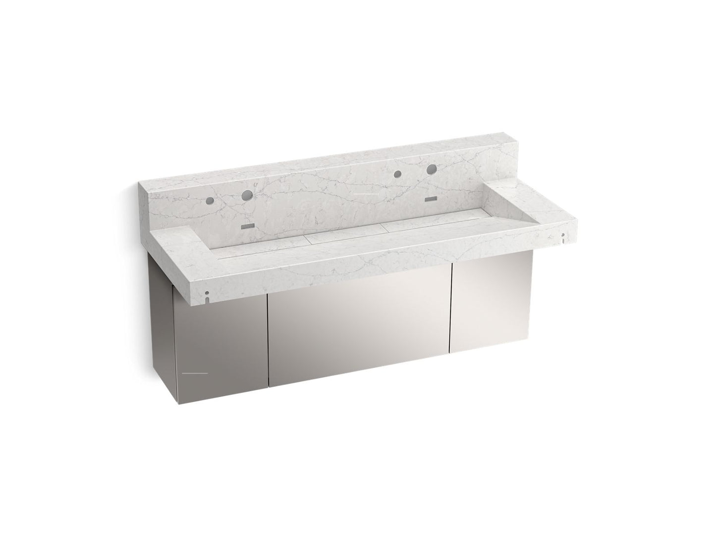 KOHLER K-81027-BSS-KEP Constellation 60" Wall-Mount Trough Lavatory System With Backsplash In Pearl Jasmine