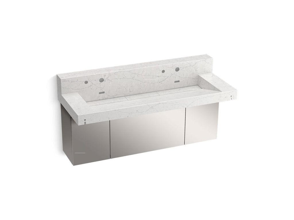 KOHLER K-81027-BSS-KEP Constellation 60" Wall-Mount Trough Lavatory System With Backsplash - Pearl Jasmine