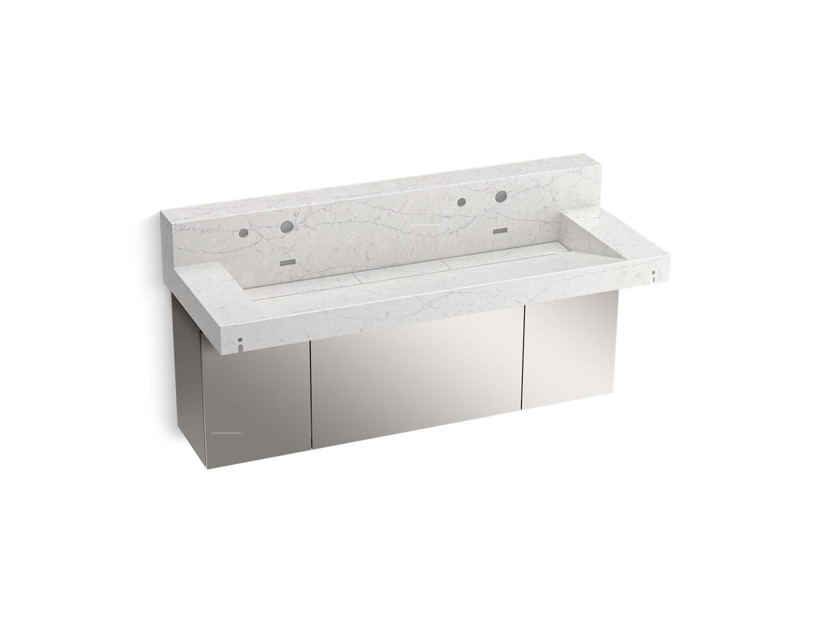 KOHLER K-81027-BSS-KEP Constellation 60" Wall-Mount Trough Lavatory System With Backsplash - Pearl Jasmine