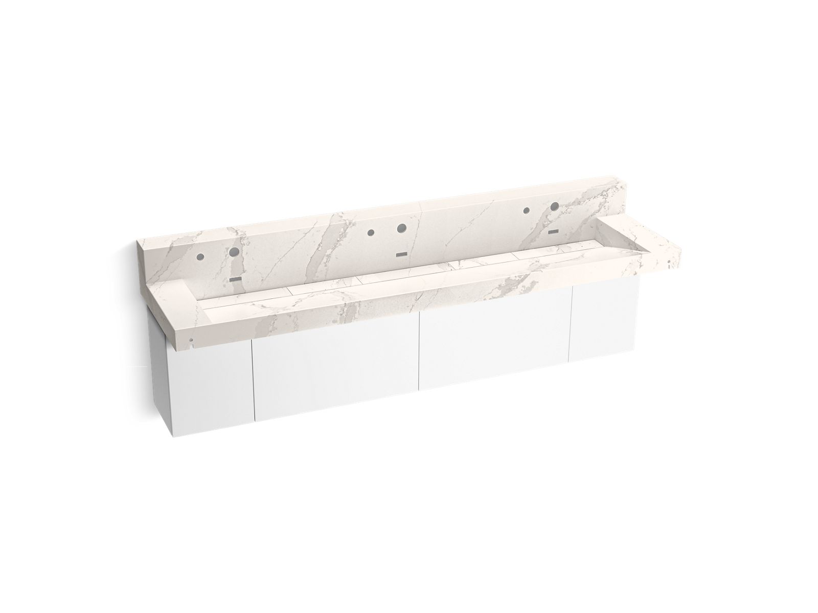 KOHLER Constellation 90" wall-mount trough lavatory system with backsplash - Et Cal Gold, K-81028-BPW-KEG