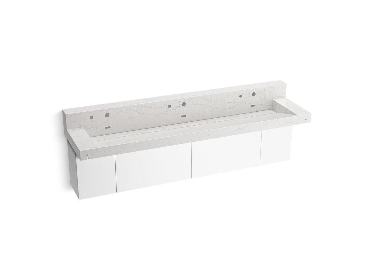 KOHLER K-81028-BPW-KEP Constellation 90" Wall-Mount Trough Lavatory System With Backsplash - Pearl Jasmine