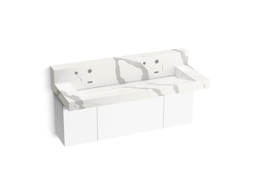 KOHLER K-81027-BPW-KEB Constellation 60" Wall-Mount Trough Lavatory System With Backsplash In Et Bianco Cal