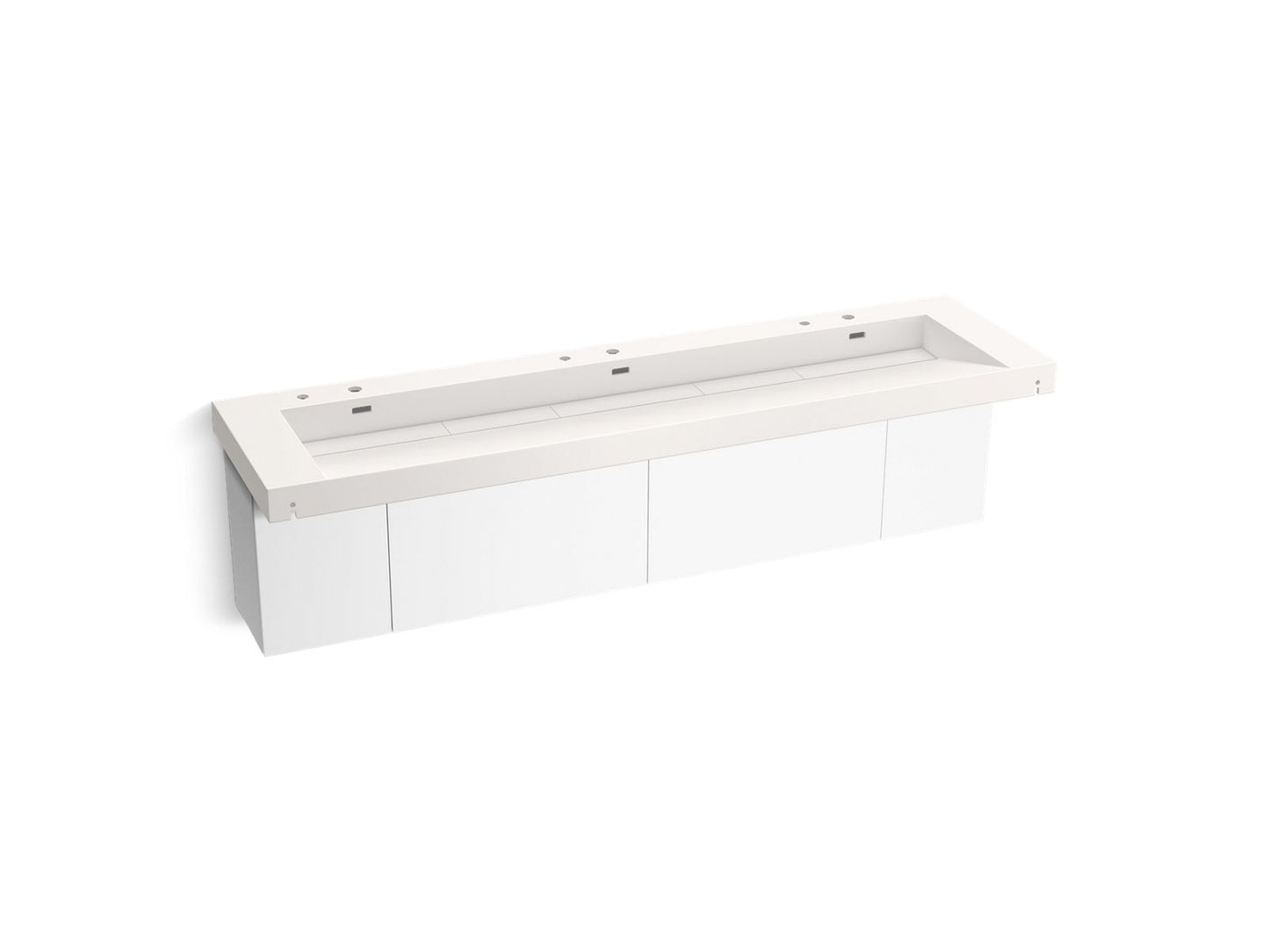 KOHLER K-81033-BPW-KCD Constellation 90" Wall-Mount Trough Lavatory System In Designer White