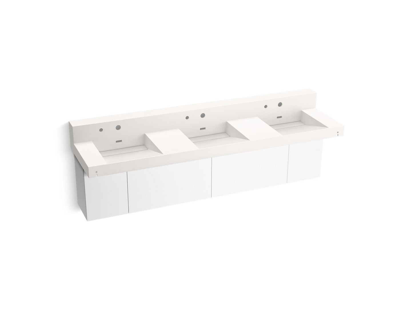 KOHLER K-81026-BPW-KCD Constellation 90" Wall-Mount Basin Lavatory System With Backsplash In Designer White