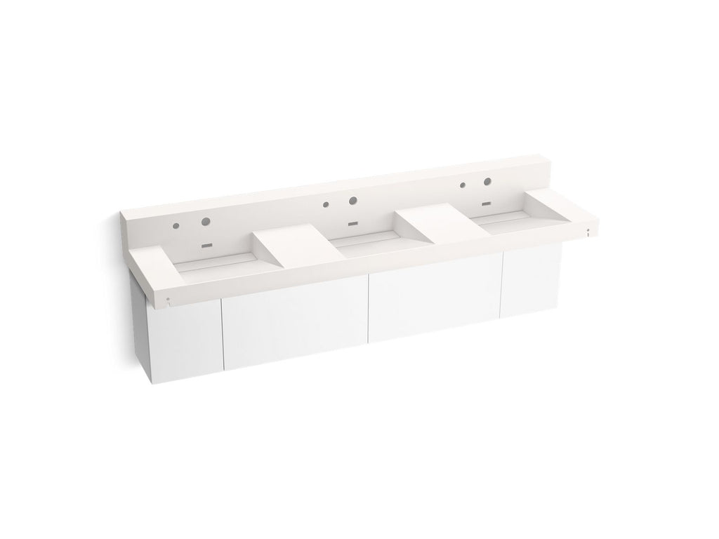 KOHLER K-81026-BPW-KCD Constellation 90" Wall-Mount Basin Lavatory System With Backsplash - Designer White