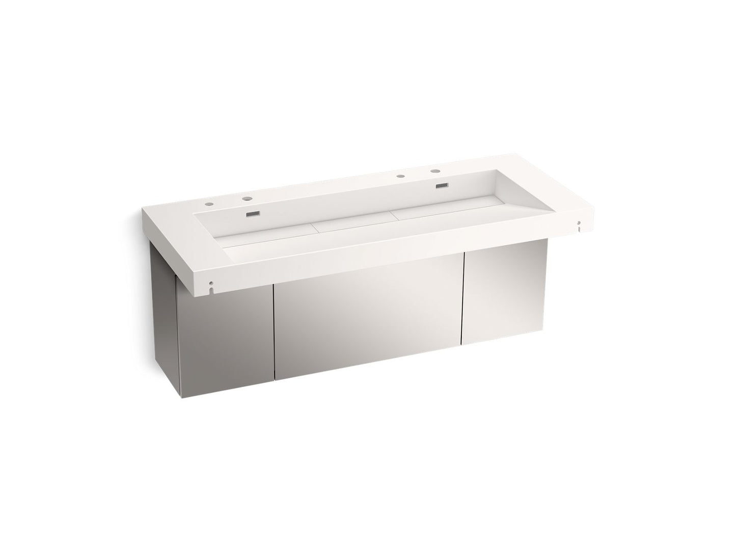 KOHLER K-81032-BSS-KCD Constellation 60" Wall-Mount Trough Lavatory System In Designer White