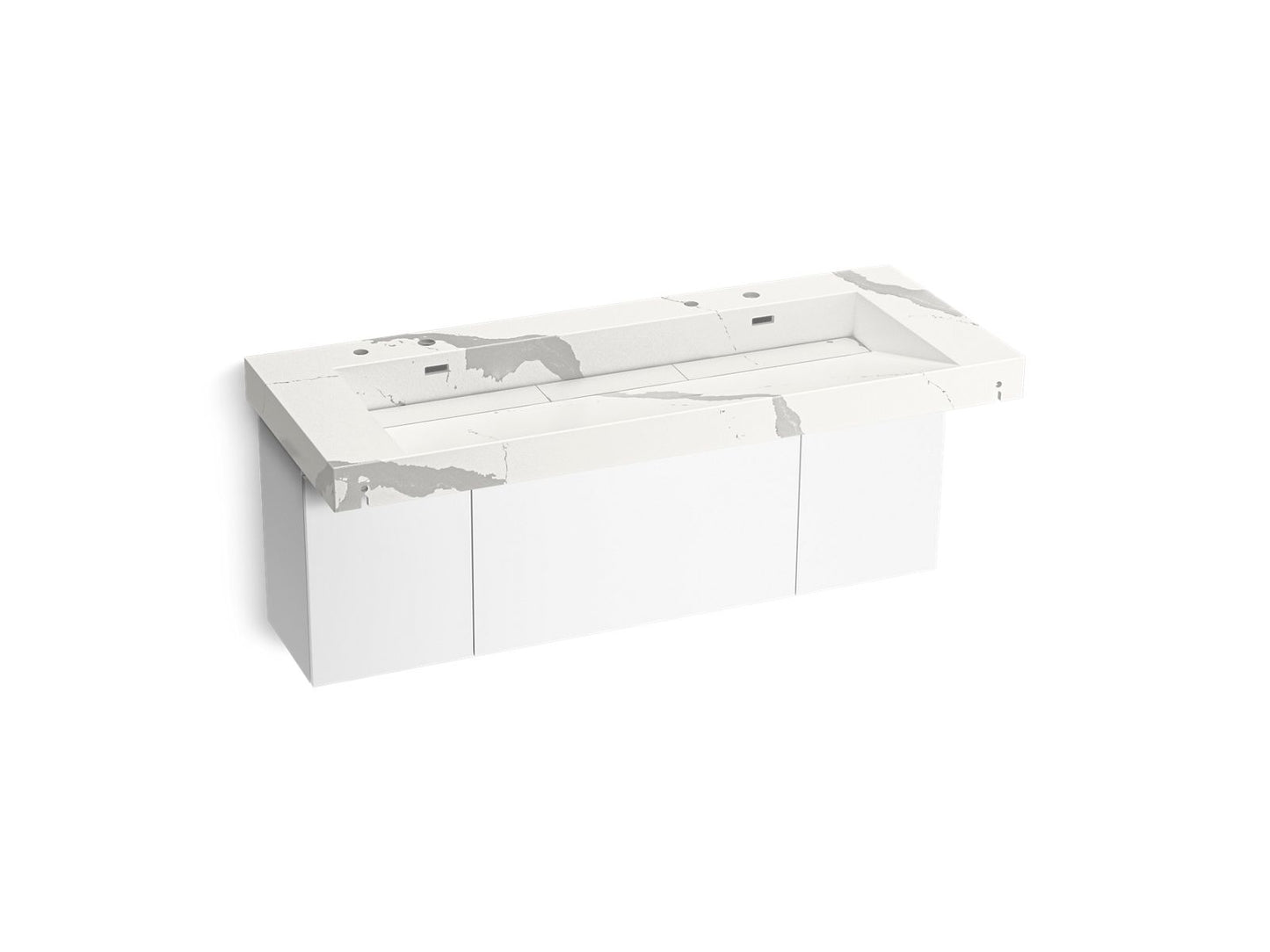 KOHLER K-81032-BPW-KEB Constellation 60" Wall-Mount Trough Lavatory System In Et Bianco Cal