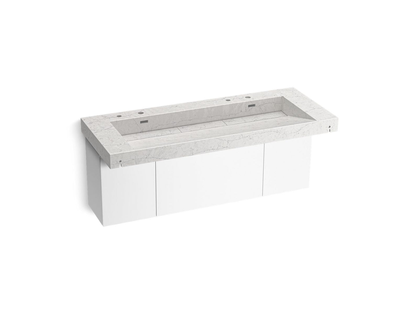 KOHLER K-81032-BPW-KEP Constellation 60" Wall-Mount Trough Lavatory System In Pearl Jasmine