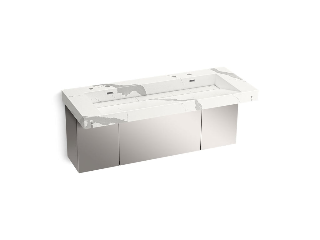 KOHLER K-81032-BSS-KEB Constellation 60" Wall-Mount Trough Lavatory System - Et Bianco Cal