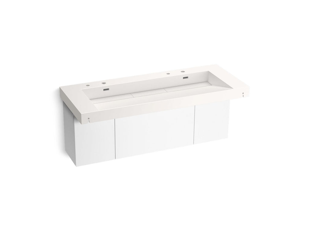 KOHLER K-81032-BPW-KCD Constellation 60" Wall-Mount Trough Lavatory System - Designer White