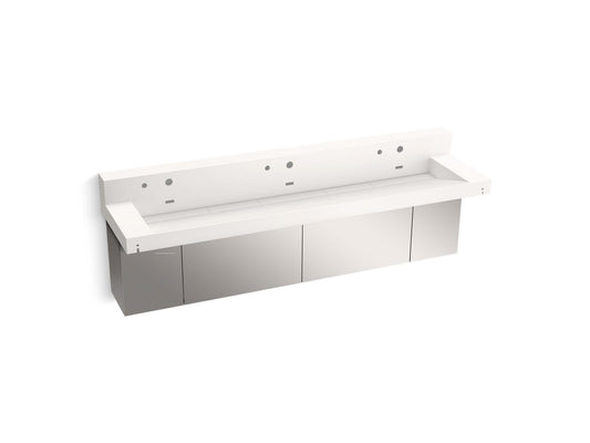 KOHLER K-81028-BSS-KCD Constellation 90" Wall-Mount Trough Lavatory System With Backsplash In Designer White