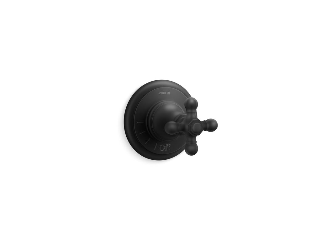 KOHLER K-T72771-3-BL Artifacts Mastershower Volume Control Valve Trim With Cross Handle - Matte Black