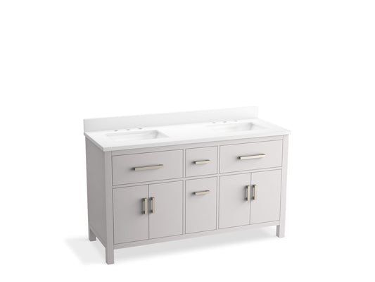 KOHLER K-40641-BD1-AGA Kresla 60" Bathroom Vanity Cabinet With Sinks And Quartz Top In Atmos Grey