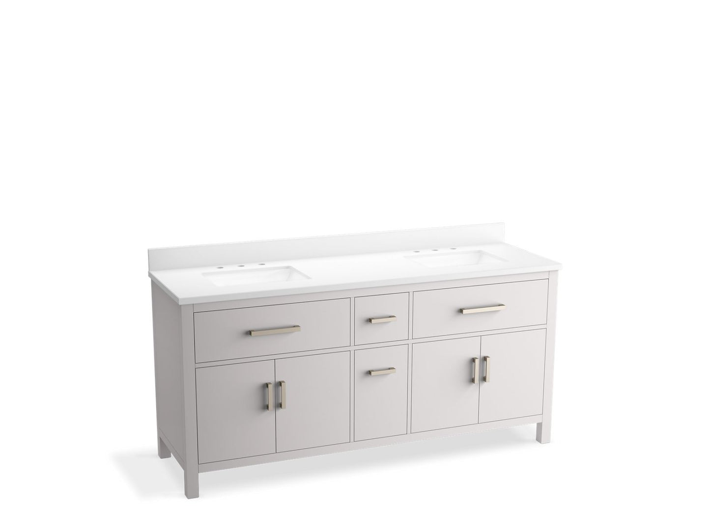 KOHLER K-40642-BD1-AGA Kresla 72" Bathroom Vanity Cabinet With Sinks And Quartz Top In Atmos Grey