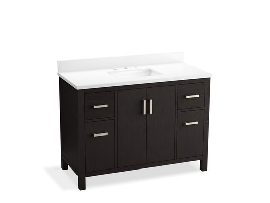 KOHLER K-40640-BD1-BWK Kresla 48" Bathroom Vanity Cabinet With Sink And Quartz Top In Carbon Oak