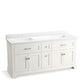 KOHLER K-29264-BD1-0 Charlemont 72" Bathroom Vanity Cabinet With Sinks And Quartz Top In White