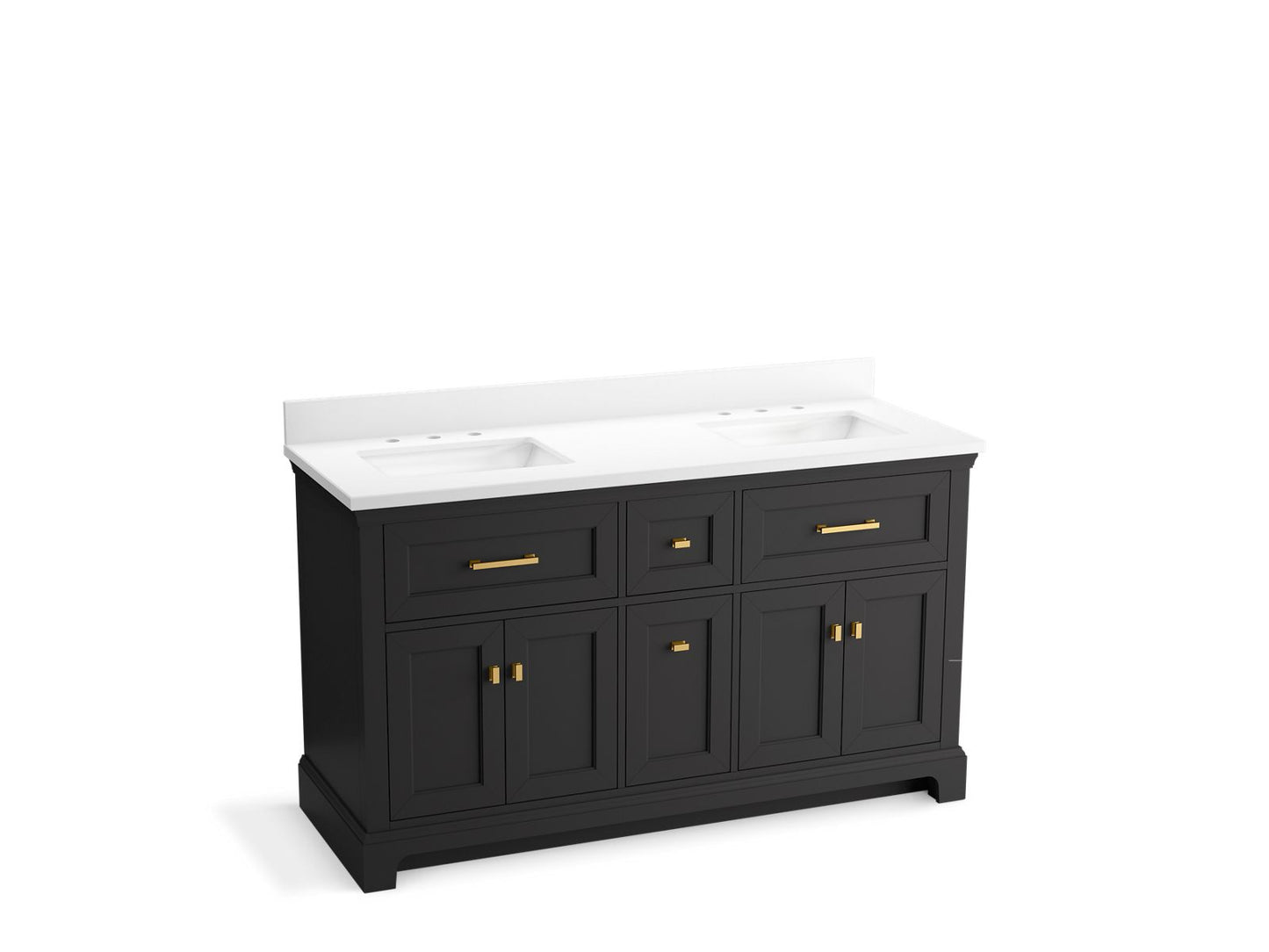 KOHLER K-29263-BD1-DWG Charlemont 60" Bathroom Vanity Cabinet With Sinks And Quartz Top In Ferrous Grey