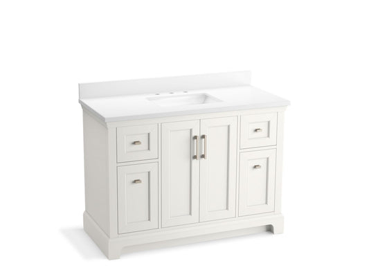 KOHLER K-29262-BD1-0 Charlemont 48" Bathroom Vanity Cabinet With Sink And Quartz Top In White