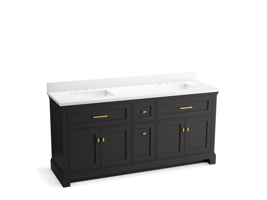 KOHLER K-29264-BD1-DWG Charlemont 72" Bathroom Vanity Cabinet With Sinks And Quartz Top In Ferrous Grey