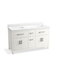 KOHLER K-40641-BD1-0 Kresla 60" Bathroom Vanity Cabinet With Sinks And Quartz Top In White