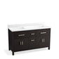 KOHLER K-40641-BD1-BWK Kresla 60" Bathroom Vanity Cabinet With Sinks And Quartz Top In Carbon Oak