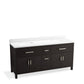 KOHLER K-40642-BD1-BWK Kresla 72" Bathroom Vanity Cabinet With Sinks And Quartz Top In Carbon Oak