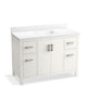 KOHLER K-40640-BD1-0 Kresla 48" Bathroom Vanity Cabinet With Sink And Quartz Top In White