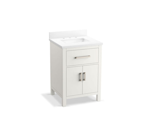 KOHLER K-40637-BD1-0 Kresla 24" Bathroom Vanity Cabinet With Sink And Quartz Top In White