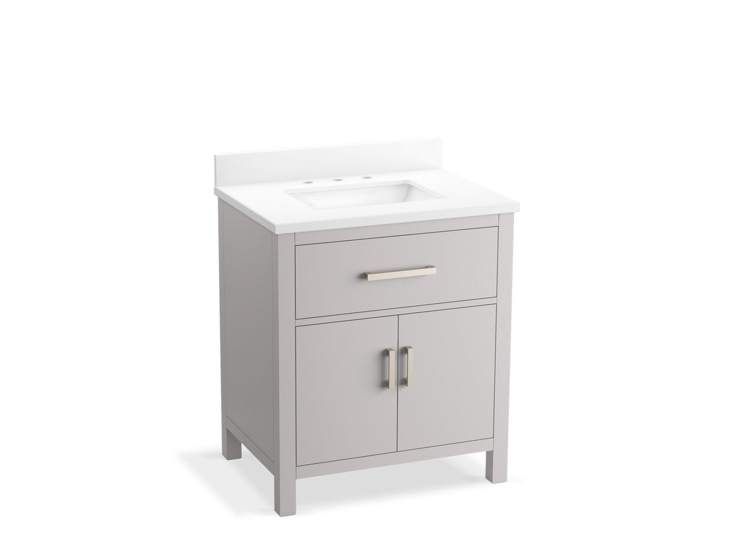 KOHLER K-40638-BD1-AGA Kresla 30" Bathroom Vanity Cabinet With Sink And Quartz Top In Atmos Grey