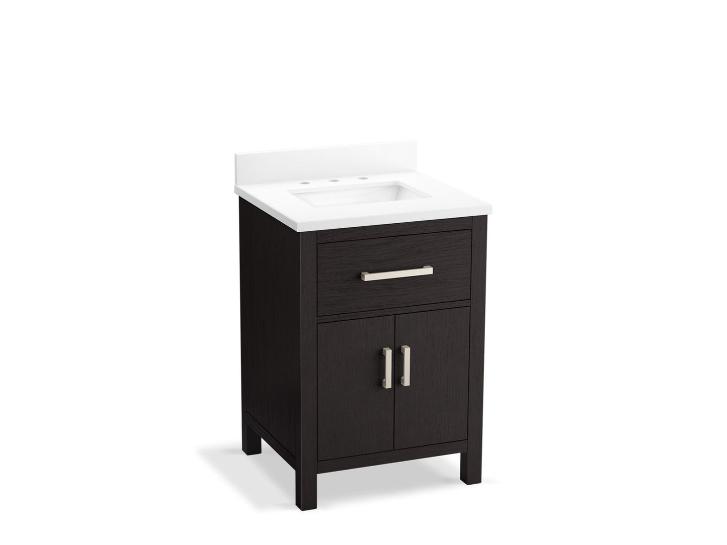 KOHLER K-40637-BD1-BWK Kresla 24" Bathroom Vanity Cabinet With Sink And Quartz Top In Carbon Oak