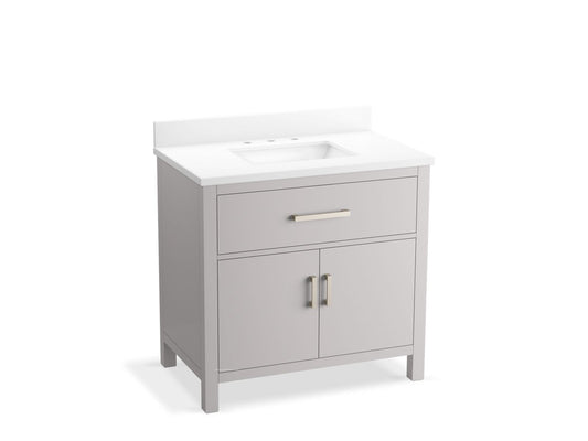 KOHLER K-40639-BD1-AGA Kresla 36" Bathroom Vanity Cabinet With Sink And Quartz Top In Atmos Grey