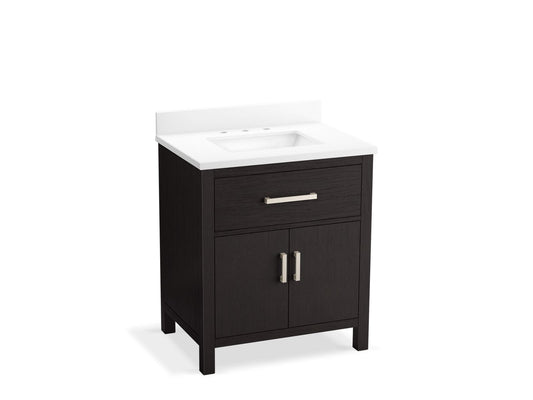 KOHLER K-40638-BD1-BWK Kresla 30" Bathroom Vanity Cabinet With Sink And Quartz Top In Carbon Oak