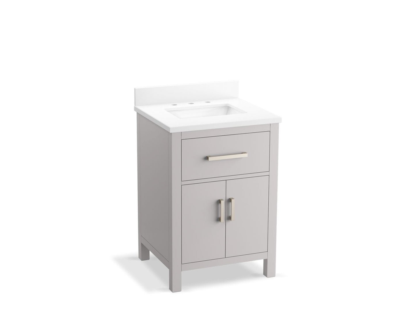 KOHLER K-40637-BD1-AGA Kresla 24" Bathroom Vanity Cabinet With Sink And Quartz Top In Atmos Grey