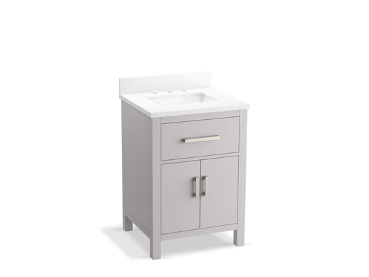 KOHLER K-40637-BD1-AGA Kresla 24" Bathroom Vanity Cabinet With Sink And Quartz Top In Atmos Grey