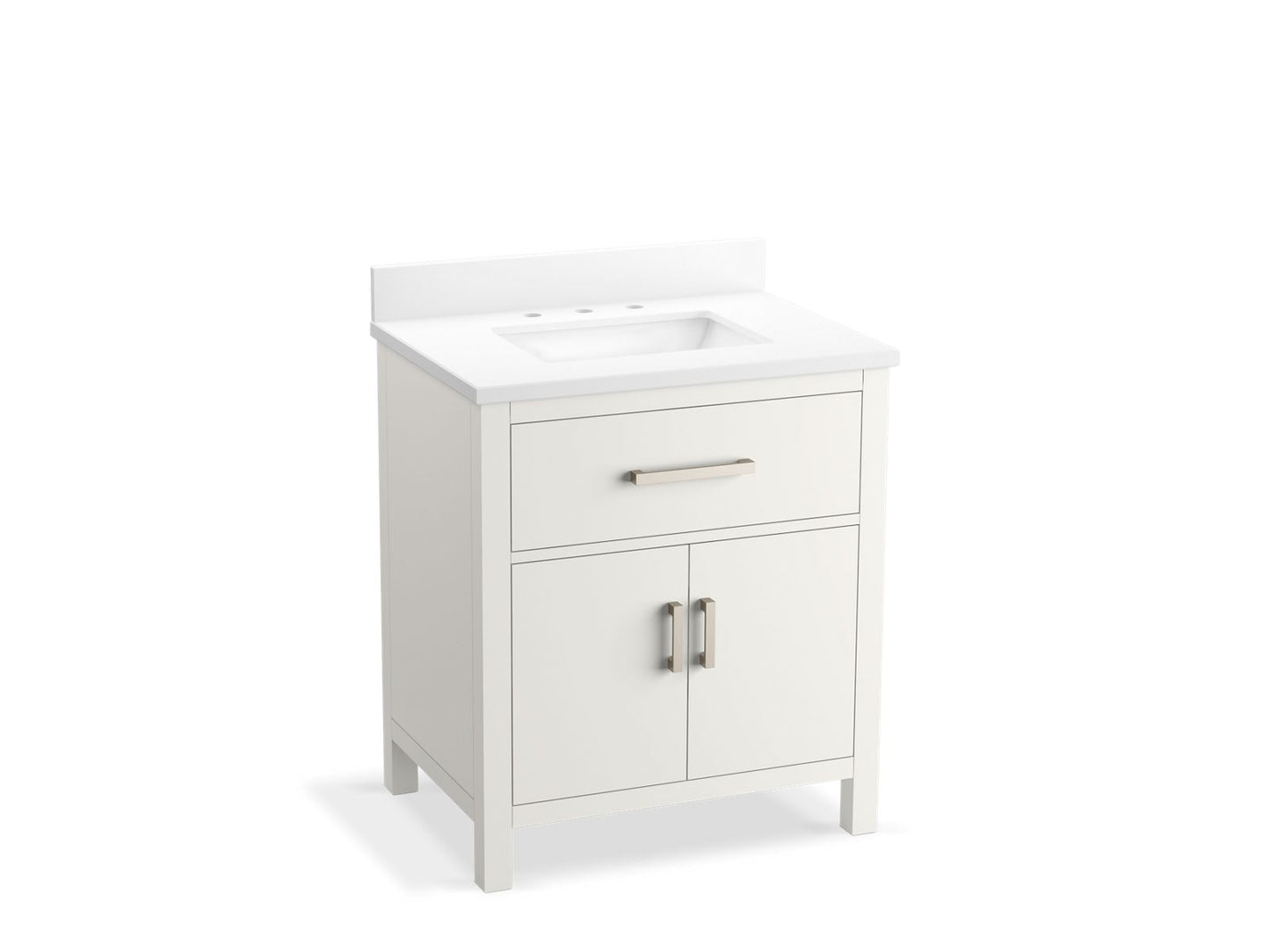 KOHLER K-40638-BD1-0 Kresla 30" Bathroom Vanity Cabinet With Sink And Quartz Top In White