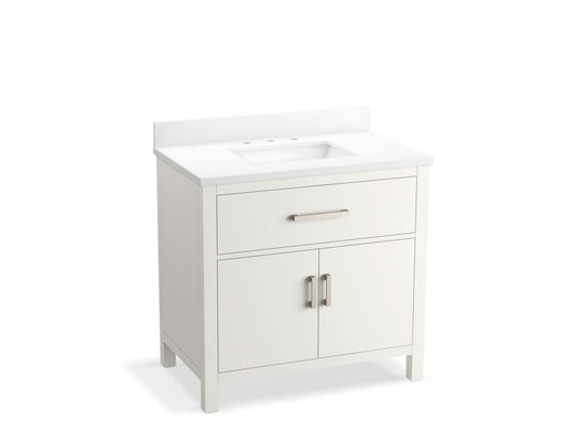 KOHLER K-40639-BD1-0 Kresla 36" Bathroom Vanity Cabinet With Sink And Quartz Top In White