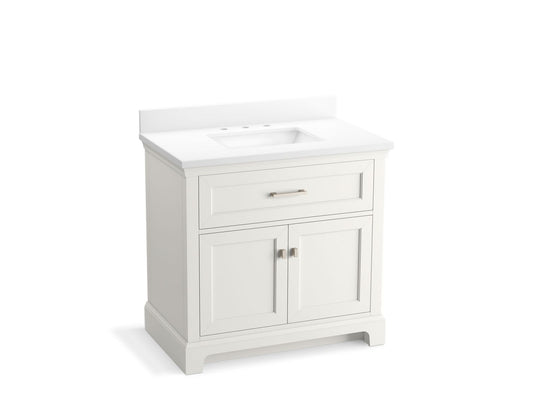 KOHLER K-29261-BD1-0 Charlemont 36" Bathroom Vanity Cabinet With Sink And Quartz Top In White