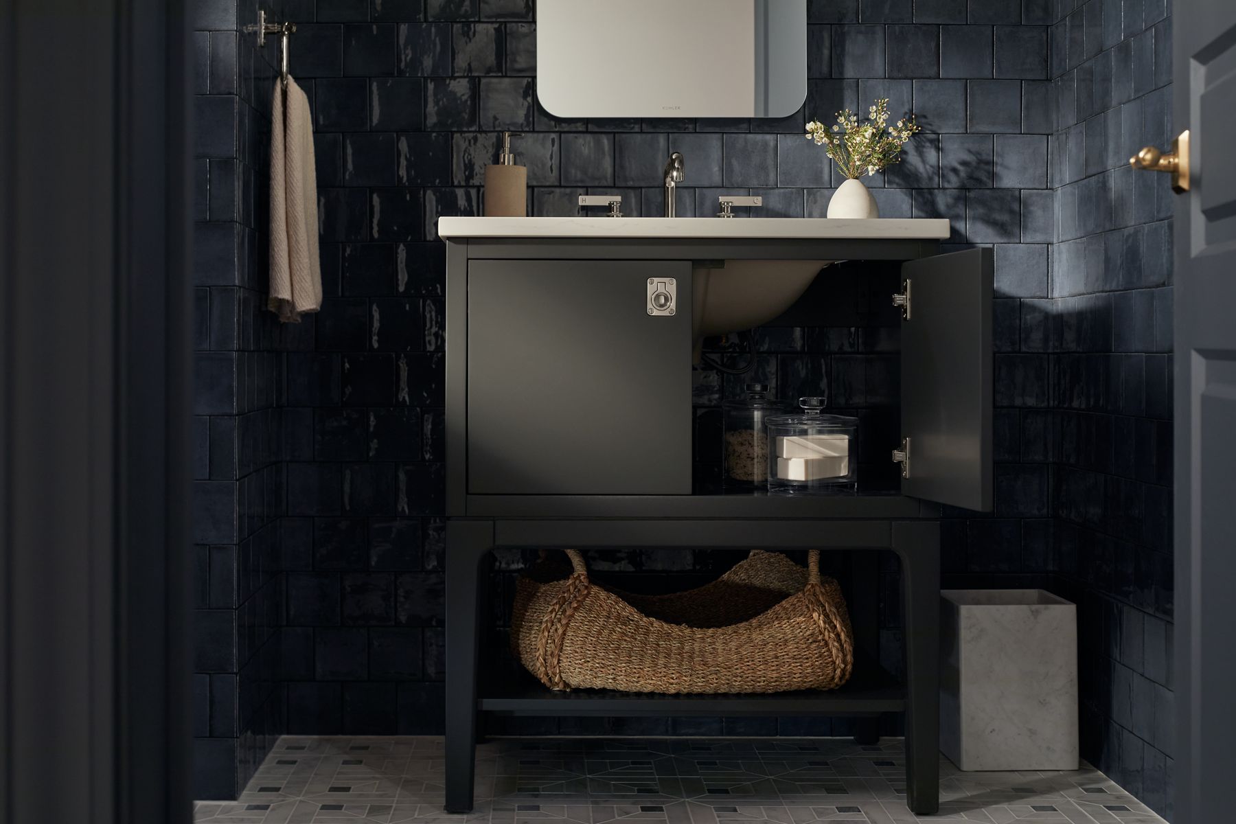 KOHLER K-35024-DWG Seagrove By Studio Mcgee 24" Bathroom Vanity Cabinet With Sink And Quartz Top - Ferrous Grey