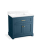 KOHLER K-29261-BD1-TDB Charlemont 36" Bathroom Vanity Cabinet With Sink And Quartz Top In Tidal Blue