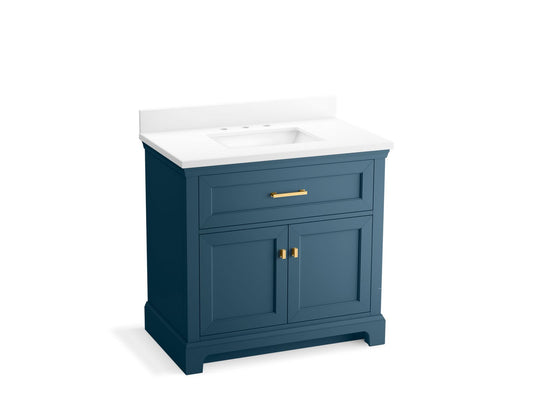 KOHLER K-29261-BD1-TDB Charlemont 36" Bathroom Vanity Cabinet With Sink And Quartz Top In Tidal Blue