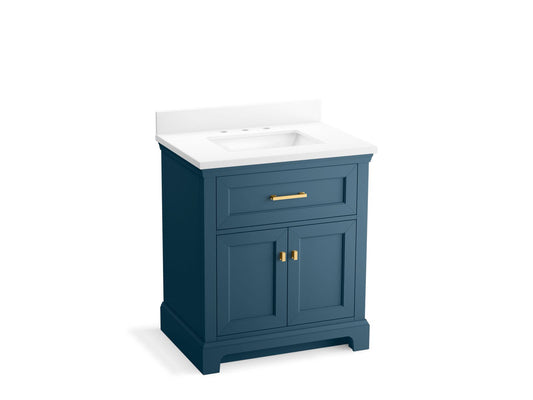 KOHLER K-29260-BD1-TDB Charlemont 30" Bathroom Vanity Cabinet With Sink And Quartz Top In Tidal Blue