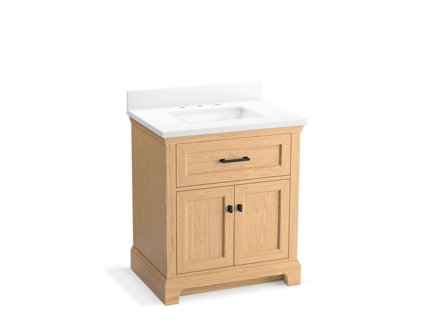 KOHLER K-29260-BD1-WEK Charlemont 30" Bathroom Vanity Cabinet With Sink And Quartz Top In Light Oak