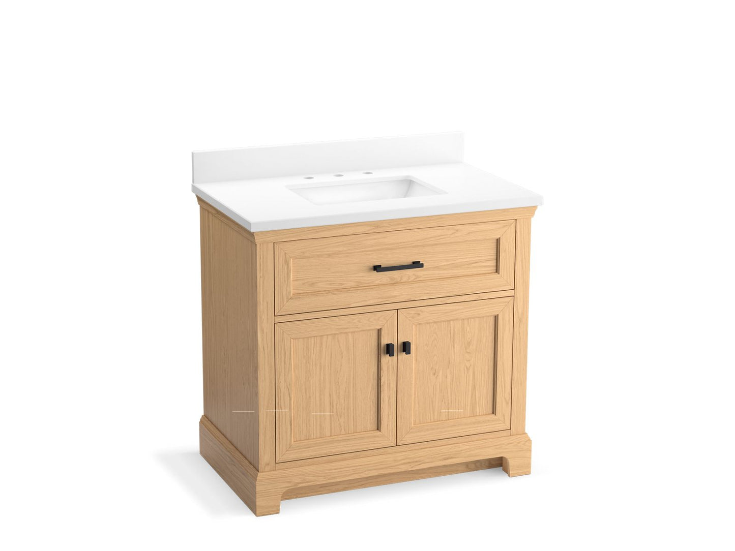 KOHLER K-29261-BD1-WEK Charlemont 36" Bathroom Vanity Cabinet With Sink And Quartz Top In Light Oak