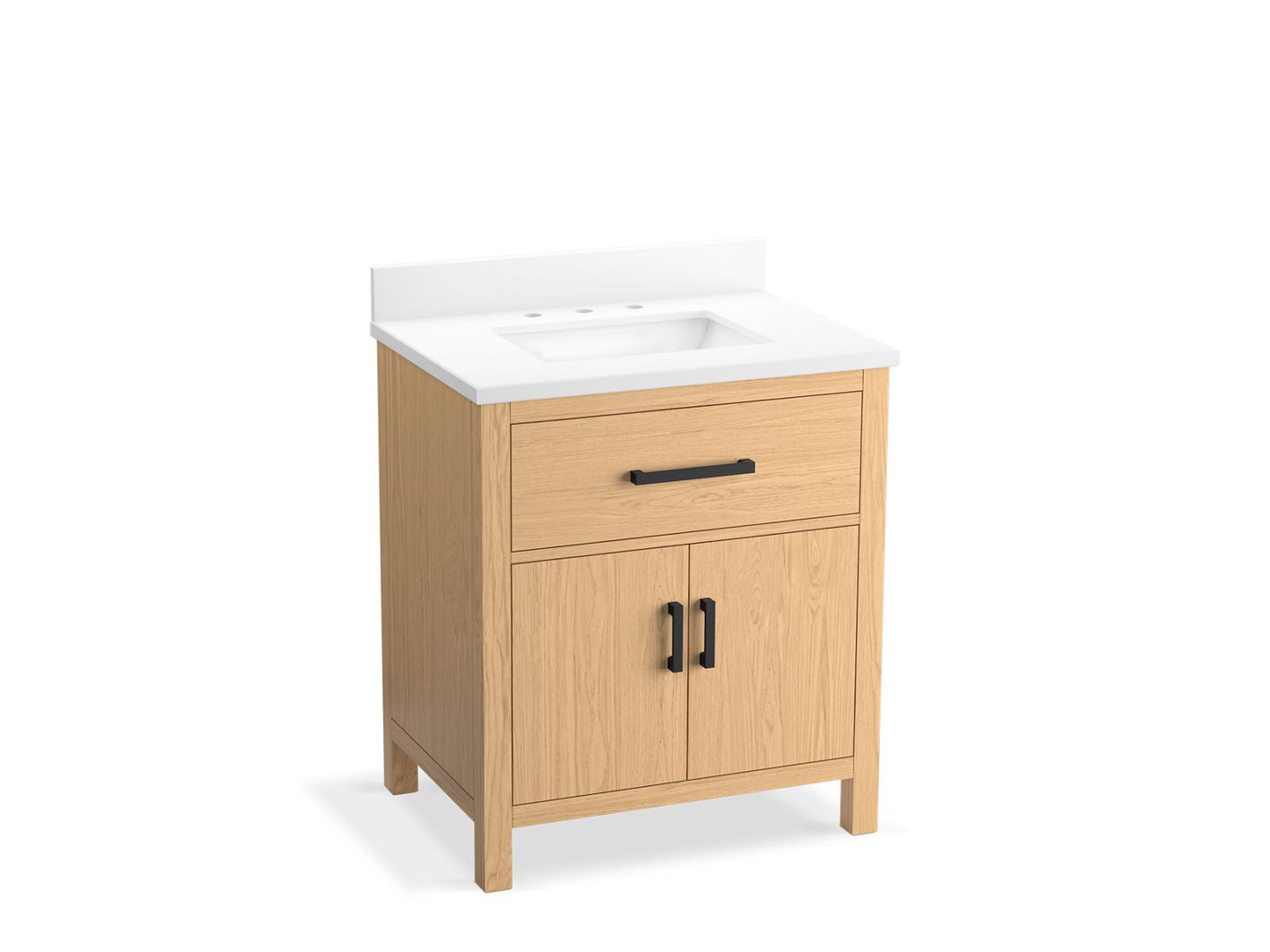 KOHLER K-40638-BD1-WEK Kresla 30" Bathroom Vanity Cabinet With Sink And Quartz Top In Light Oak