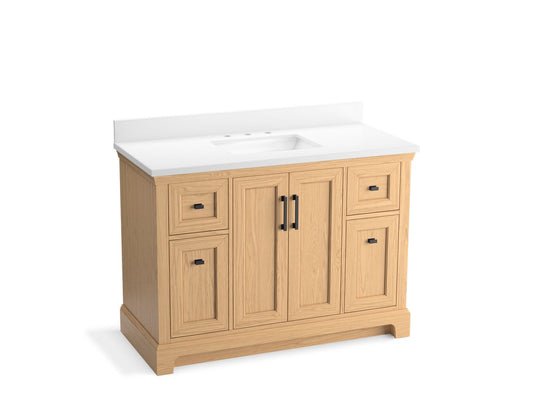 KOHLER K-29262-BD1-WEK Charlemont 48" Bathroom Vanity Cabinet With Sink And Quartz Top In Light Oak